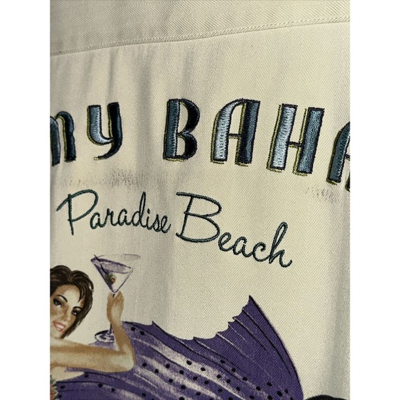 Tommy Bahama Men's M Cream Silk Paradise Beach Short Sleeve Camp Shirt - Picture 7 of 10